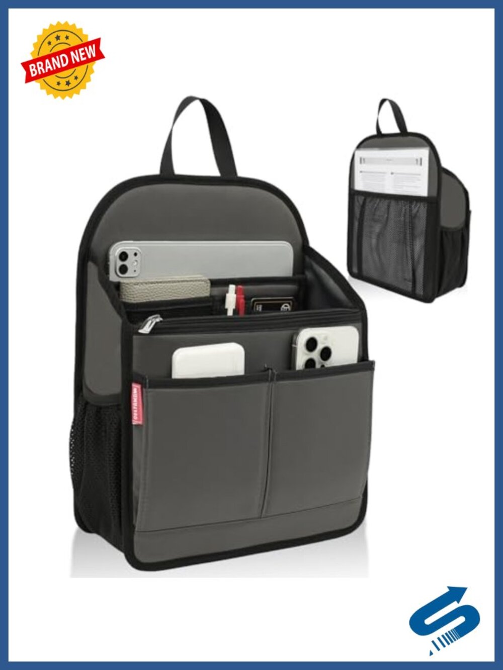 Rugged Backpack Organizer Insert 19 Pockets Padded Nylon Work Travel Bag